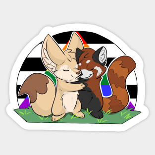 Straight Ally - Fennec Fox + Red Panda Hug Sticker